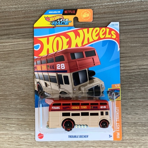 Hot Wheels Trouble Decker George Town Penang Bus Hotwheels Lets Race Netflix New - Picture 1 of 5